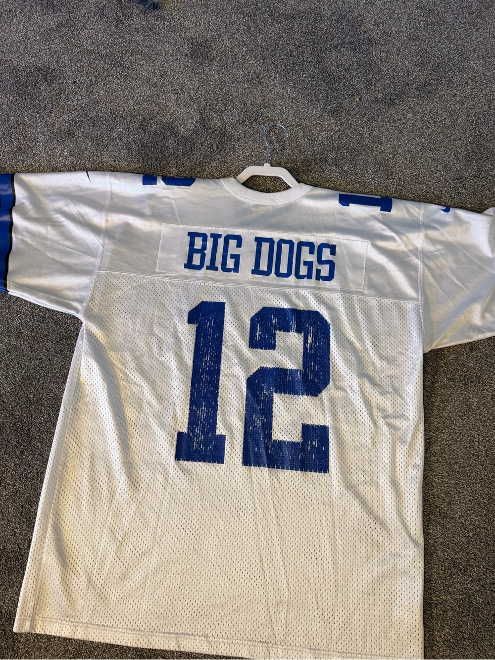 BIG DOGS Vintage Nike Team #12 Football Jersey Men’s XL White Blue